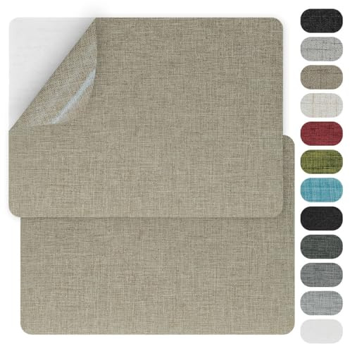 GYGYL 2 Pcs 20.3cm X 28cm (8 X 11in) Fabric Repair Patches, Linen Repair Patches, Self-Adhesive Fabric Patch for Sofas, Couch, Furniture,Tote Bags, Car Seats-Camel