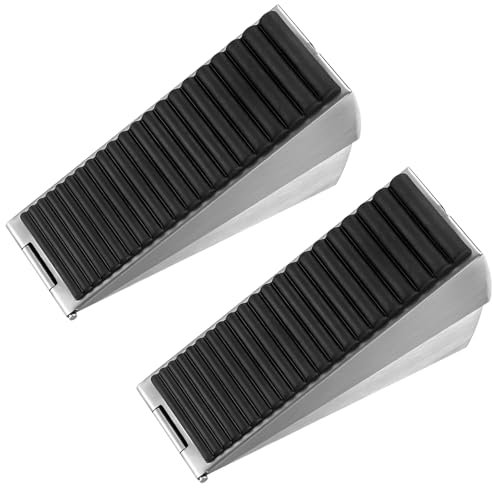 LIUCONGBD 2 Pack Heavy Duty Door Stopper, 3 Inch Stainless Steel Spring Door Stop, Extra Large Door Wedge for Indoors and Outdoors, Non-Slip Rubber Tall Doorstop Wall Protector for Keep Door Open