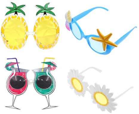CHILDWEET 4stücke Hawaii-Party-Sonnenbrillen Kreative Partybrillen für Strandfeste und Feiern Robuste und Leicht Tragbare Sonnenbrillen