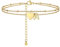 PROSTEEL Bracelet Cheville Femme Plaqué Or Jaune de 22+5cm, Double Chaîne de Cheville avec Charm Coeur et Lettre A, Bijou pour Été