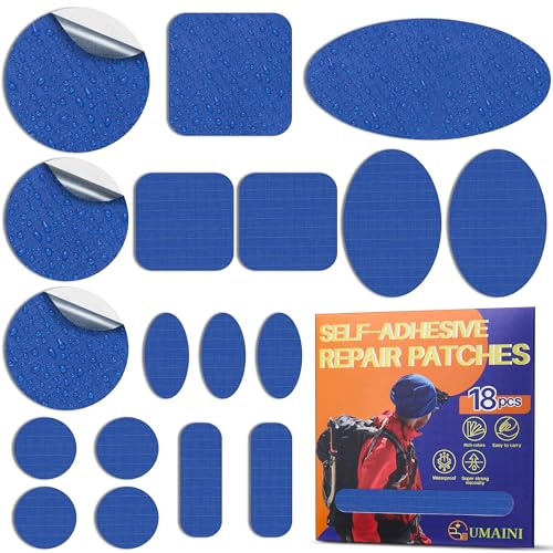 Parches Para Ropa Autoadhesivo Azul marino,18 Piezas Parche Para Plumas, Tela Adhesiva Para Tapizar de Nylon, Parche impermeable Adhesivo Para Chaquetas de Plumas, Pantalones, Mochila, Tienda