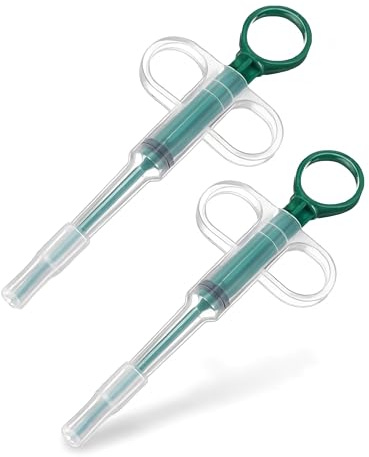 Volnamal 2PCS Pet Pill Dispenser - Soft-Tip Pill Gun for Small Cats & Dogs (Solid/Liquid Medication, Green)
