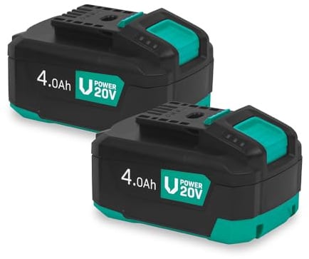 VONROC Duopack Batteries 20V - 2×4.0Ah VPower - avec Port USB-C bidirectionnel - Fonction Powerbank - Compatible avec Power Delivery (PD) - Protection ECP - Batteries Li-ION pour Outils 20V