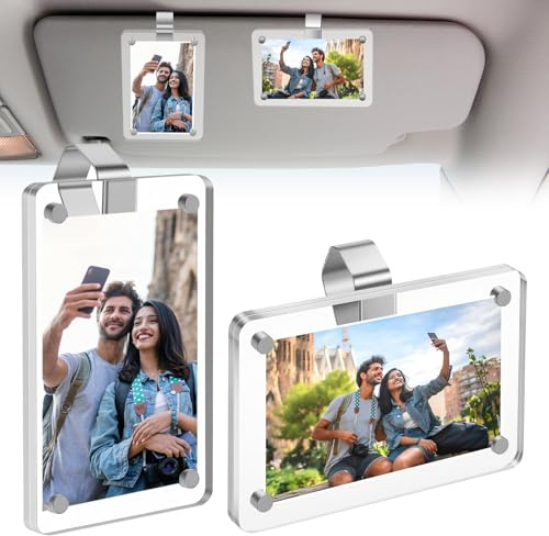 2 Stück Auto Bilderhalter Bilderrahmen Magnetic Acryl Auto Fotorahmen Lüftung Bilderrahmen Sonnenblende Fotohalter Vielseitig Geeignet zum Hinzufügen von Familie für Kühlschrank Schließfächer