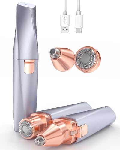 Eyebrow & Facial Hair Removal for Women: 2 in 1 Rechargeable Eyebrow Trimmer & Face Shaver, Painless Electric Facial Eye brow Razors Epilator with Built-in LED Light -Perfect for Face, Lips & Body