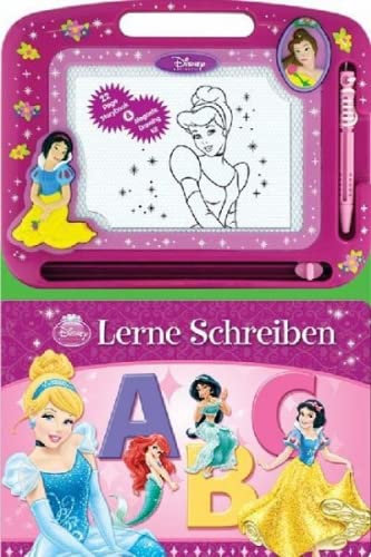 Disney Prinzessin - Schreiben Lernen, Lern- und Zaubertafel – Lernmaterialien für Kinder, 22-seitiges Pappbilderbuch, 1 Magnetische Zeichentafel, 1 Magnetstift