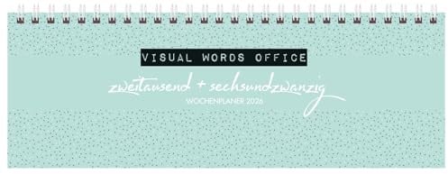 Tischquerkalender Visual Words Office 2026: 1 Woche 2 Seiten; Tischkalender quer mit Sprüchen und viel Platz für Notizen; Format: 29,8 x 10,5 cm