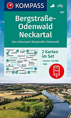 KOMPASS Wanderkarten-Set 827 Bergstraße-Odenwald, Neckartal, Geo-Naturpark Bergstraße-Odenwald (2 Karten) 1:50.000: inklusive Karte zur offline Verwendung in der KOMPASS-App. Fahrradfahren.