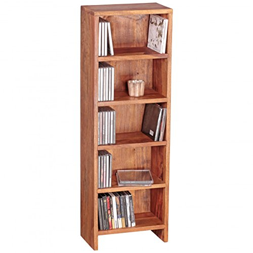 KADIMA Design CD Regal Massivholz Sheesham Standregal 90cm hoch Aufbewahrung 5 Fächer