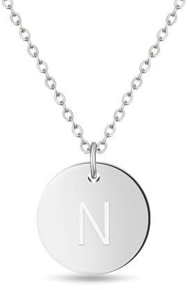 Initialen Halskette Frauen Mädchen mit Gravur N Nemo Neo Nevio Nick Nico Nicolas Nikita Niklas Nils Noah Noel Norbert Nadine Nancy Naomi Natalie NELA Nele Nelly Nevaeh Nicole Nike