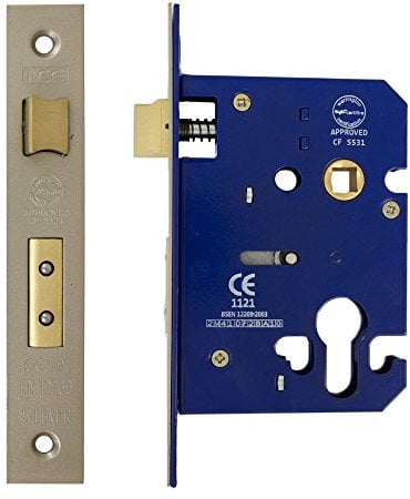 i-CE Locking Systems 6804 Einsteckschloss, feuerfest, Euro-Profil, 75 mm (Dornmaß 57 mm), Nickel satiniert