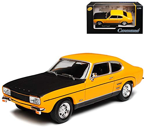 Cararama Ford Capri RS I 1. Generation Coupe Gelb Orange mit Schwarz 1968-1973 1/43 Modell Auto