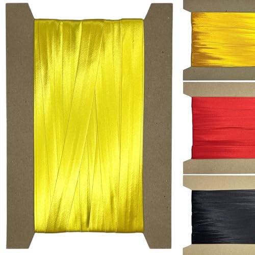 Roban Fashion 10m Satin Schrägband zum Nähen gefalzt 20mm breit Gelb