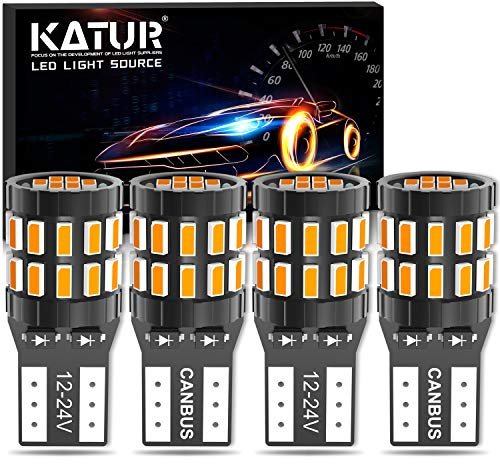 KATUR 194 T10 W5W 168 LED Light Bulb Super Bright Amber Yellow 30-SMD 3014 Chips 12-24V CANBUS Error Free LED Bulbs Replacement for Car Dome Map Door Courtesy License Plate Light (Upgraded Version)