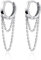 Reffeer Solide 925 Sterling Silber Kette Tropfen Ohrringe Creolen für Frauen Teen Creolen Quaste Kette Huggie Baumeln Ohrringe