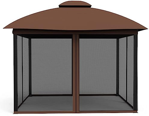Moustiquaire Universelle à 4 Panneaux pour tonnelle – pour terrasse, auvent extérieur, Jardin et arrière-Cour (3 x 3 m, Noir)