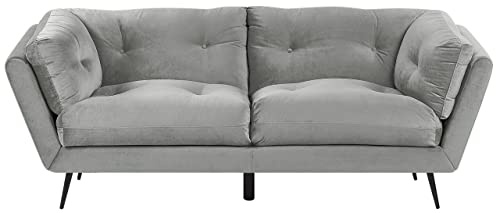 Beliani Modernes Sofa aus Samtstoff in Grau 3er Sitzer Lenvik