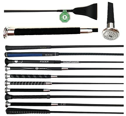 JA Horse Fleck Springpeitsche Springgerte Springstock Reitgerte (60 cm, SilkTouch Premium Silber)