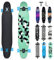 Opurtdor Longboard 118CM Profi Skateboard Komplettes Cruiser Trick 8 Etagen Ahornholz Wood Schwarzes Longboard für Anfänger Erwachsene Teens Mädchen Jungen (3D Kariert)