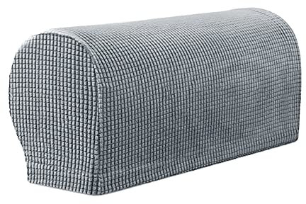 YSLJW Armlehnenbezüge, Jacquard Elastische Waschbar Couch Armlehnenschoner Armlehnenbezug Für Sessel Sofa (HellGrau,2 Pcs)