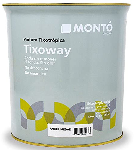 Pintura al Agua para Paredes con Humedad, Evita o Retrasa las Manchas. Transpirable, Color Blanco. Tixoway Antihumedad Acqua (750ml)