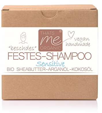 Thats me Organic Festes Shampoo „sensitive“ für empfindliche, gereizte Kopfhaut – Handgemacht & Vegan – Ohne Duft – Ergiebiger Shampoo Bar ohne Schmierfilm