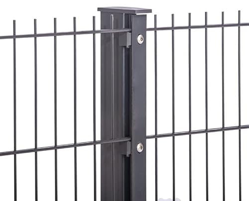 Doppelstabmattenzaun 656 | Komplettset | Konfigurierbar | 0,63m-2,03m| 2,5m-50m | Anthrazit/Moosgrün | Pfosten mit Abdeckleiste? Höhe 2,03m | Länge 10m Anthrazit