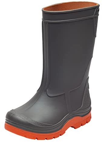 Realpaks Stivali di gomma per bambini impermeabili SD 2/2 - stivali da pioggia per ragazzi e ragazze - Grigio_arancione 29_30
