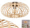 Deckenleuchte Oravi, runde Deckenlampe aus Bambus/Holz/Metall in Natur/Schwarz, 1-flammig, E27-Fassung, Ø 45 cm, Boho-Leuchte mit tollem Lichteffekt durch Gitter-Optik, ohne Leuchtmittel