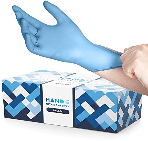 Hand-E Touch Disposable Nitrile Gloves Blue Medical Examination Gloves Latex Free Food Grade Powder Free Pack of 200