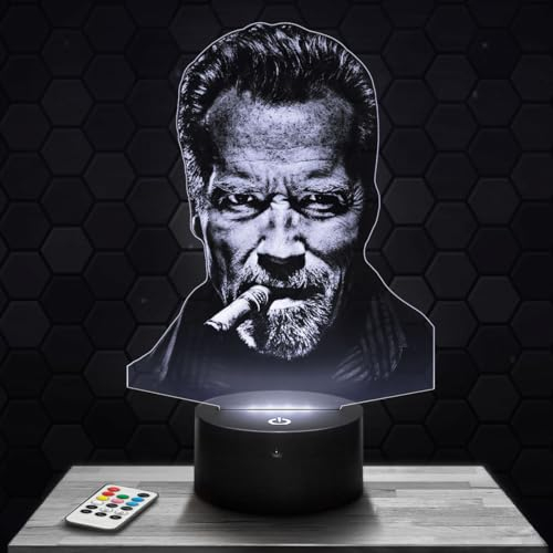 Nachttischlampe - Touch-Nachtlicht A. Schwar zenegger 3D-LED-Lampe Illusion, Geschenkidee Weihnachten Geburtstag Junge und Mädchen Nachttischlampe Kinder- oder Erwachsenenzimmer TOP