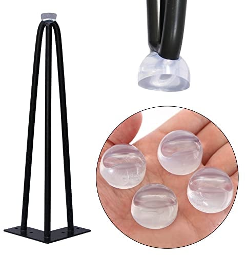 Melko Tischbeinschoner Fußbodenschoner Bodenschutz 4er Set für Hairpin Legs 12mm Schwarz oder Transparent Silikon Rund Haarnadelbeine Tischbeine Esstisch Stuhlbeinkappen… (Transparent)
