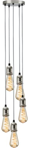 Calla - 230V E27 Vintage 5 Light Pendant - Brushed Chrome