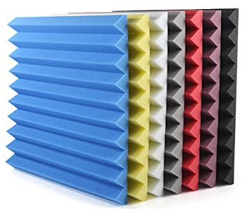 12 Stück Akustikschaum-Fliesen-Platten Schallschutz-Schaumstoff-Rauschunterdrückungs-Pads Studio-Wandpaneele mit hoher Dichte Polsterung feuerhemmend 30 x 30 x 2,5 cm (Farbe: Weiß)