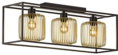 Deckenleuchte Schwarz Gold 3flammig - dimmbar über Schalter - 83cm lang
