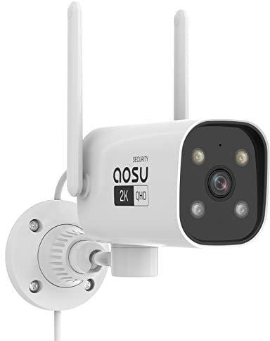 AOSU 2K QHD Security Camera Outdoor with Color Night Vision, Wired home security camera supports 24/7 Recording, Auto tracking CCTV camera, Built-in Siren, Voice Changer, 2 Way Audio, 2.4/5 GHz WiFi