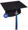 KEPI - Abschluss Hut, Doktorhut, Europäischer Hersteller, Graduation Hut im Universalgröße, Verstellbereich 54-61 cm, Quaste mit Datumsanhänger 2025, Abschlusshüte in 18 Farben - Dunkelblau