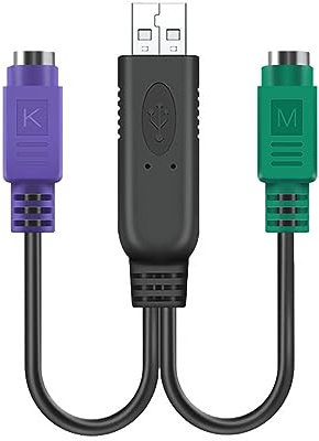 TECKEEN Convertitore splitter USB maschio a doppia femmina per PS2, adattatore per tastiera mouse