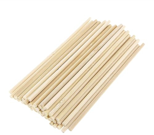 MEMOFYND 30 varillas redondas de bambú de 8 mm x 30 cm, ideales para manualidades, decoración y regalos