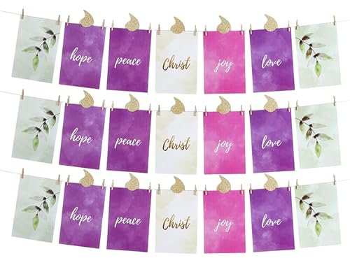 Weihnachtskerze Advent Banner Kit, religiöse saisonale Wohnkultur für Wand oder Kamin, 10,2 x 15,2 cm (3 Stück)