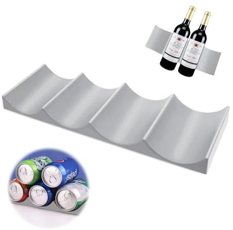 ZITUZY Fridge Bottle Holder, Fridge Bottle Rack, Drink Tray Refrigerator, for Table Cabinet, Beer Rack, Water Bottle (Grey)