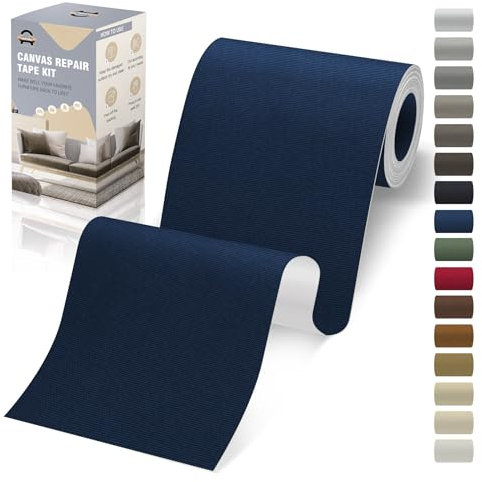 Flicken Selbstklebend Stoff, 10 x 200 cm Leinwand, Marineblau, Wasserdicht für Sofa, Zelt, Möbel, Autositz, Liege