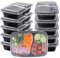 KINGHON Lot de 10 boîtes à repas à 2 compartiments - En plastique - Avec couvercle hermétique - Sans BPA - Réutilisables - Congélateur - Passe au micro-ondes - Passe au lave-vaisselle
