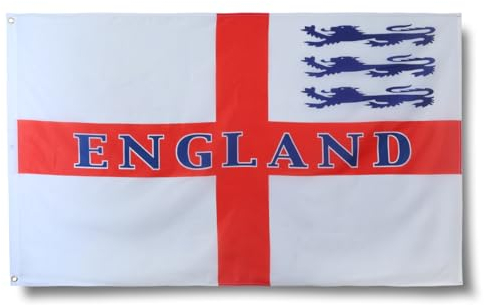 Sonia Originelli premium Fahne für jede Gelegenheit - hissfertig & wetterfest -Größe: ca. 90 x 150 cm, Farbe: England mit Schrift und Löwen