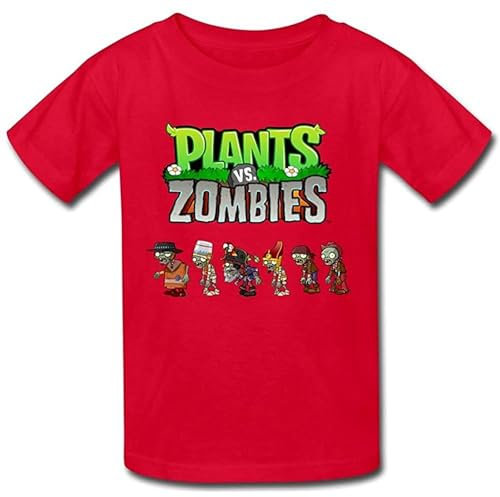 ZY-GLOVES QIUNIU Kid's Geek Plants Vs. Zombies T Shirts by Mjensen Black Red Red XL