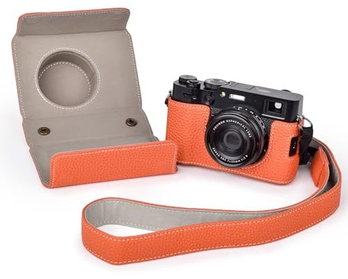 VOVMOEYA Camera Case for Fujifilm X100VI with Adjustable Shoulder Strap, FUJI PU Leather Camera Half Case, Stylish Protective Portable