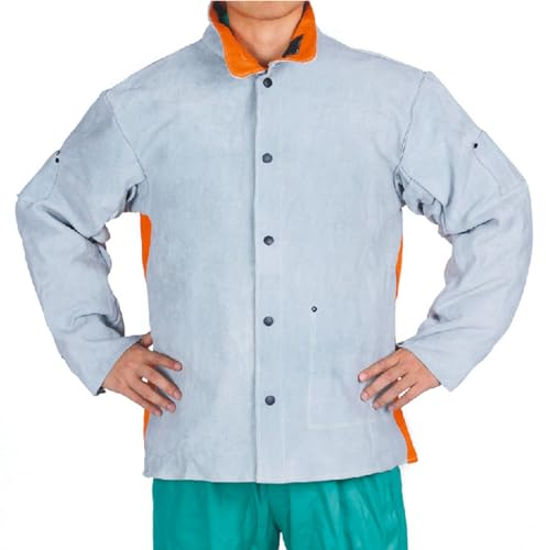 FaroLy Erwachsene Leder Schweißer Kleidung Split Leder Außergewöhnliche Hitze Kevlar Nähte mit Werkzeug Taschen Roofing Holzbearbeitung (Color : Blue, Size : M)