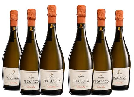 Romio Prosecco DOC, frischer und aromatischer Perlwein, aus 100% Glera-Trauben, 11% Vol., Karton mit 6 Flaschen 750 ml
