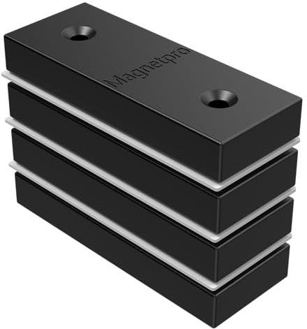 Magnetpro 4 Stück Rechteckige Magnete Komplett mit PP-Kunststoff ummantelt, 10 kg Kraft Größe 50,80 x 19,05 x 7,62 mm Lebensmittelecht, rostfrei und wasserbeständig (4, 10 KG Einseitiger Magnetismus)