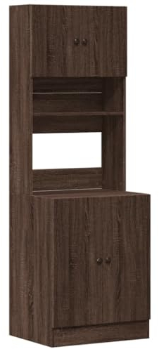 vidaXL Küchenschrank, Küchenzeile mit Türen Schubladen, Hochschrank für Küche Restaurant Hotel, Küchenmöbel, Modern, Braun Eichen-Optik Holzwerkstoff